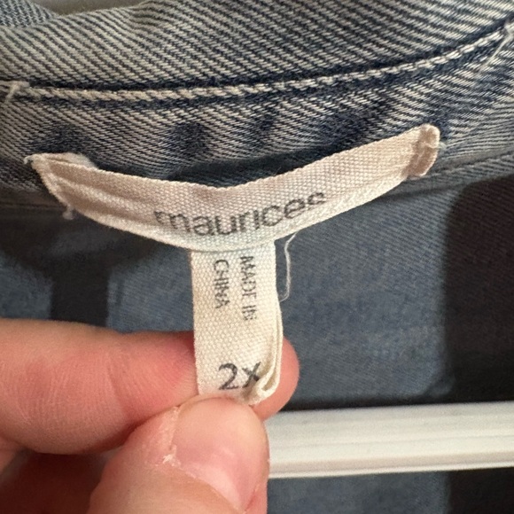 Faux-Demin Button-Up Shirt - Picture 3 of 3